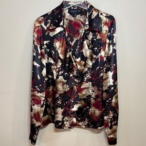 Jones New York Fall Toned Satin Stretch Blouse, 4